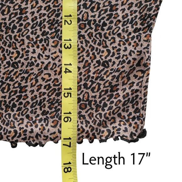 Y2K Mesh Top Cheetah Leopard Long Sleeve Lettuce Hem Whimsigoth S - Picture 9 of 13